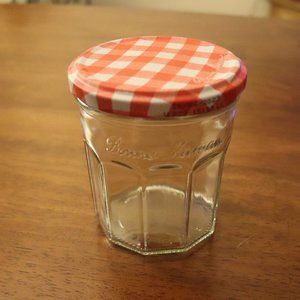 A dozen BONNE MAMAN jam jars for crafting, storage etc.